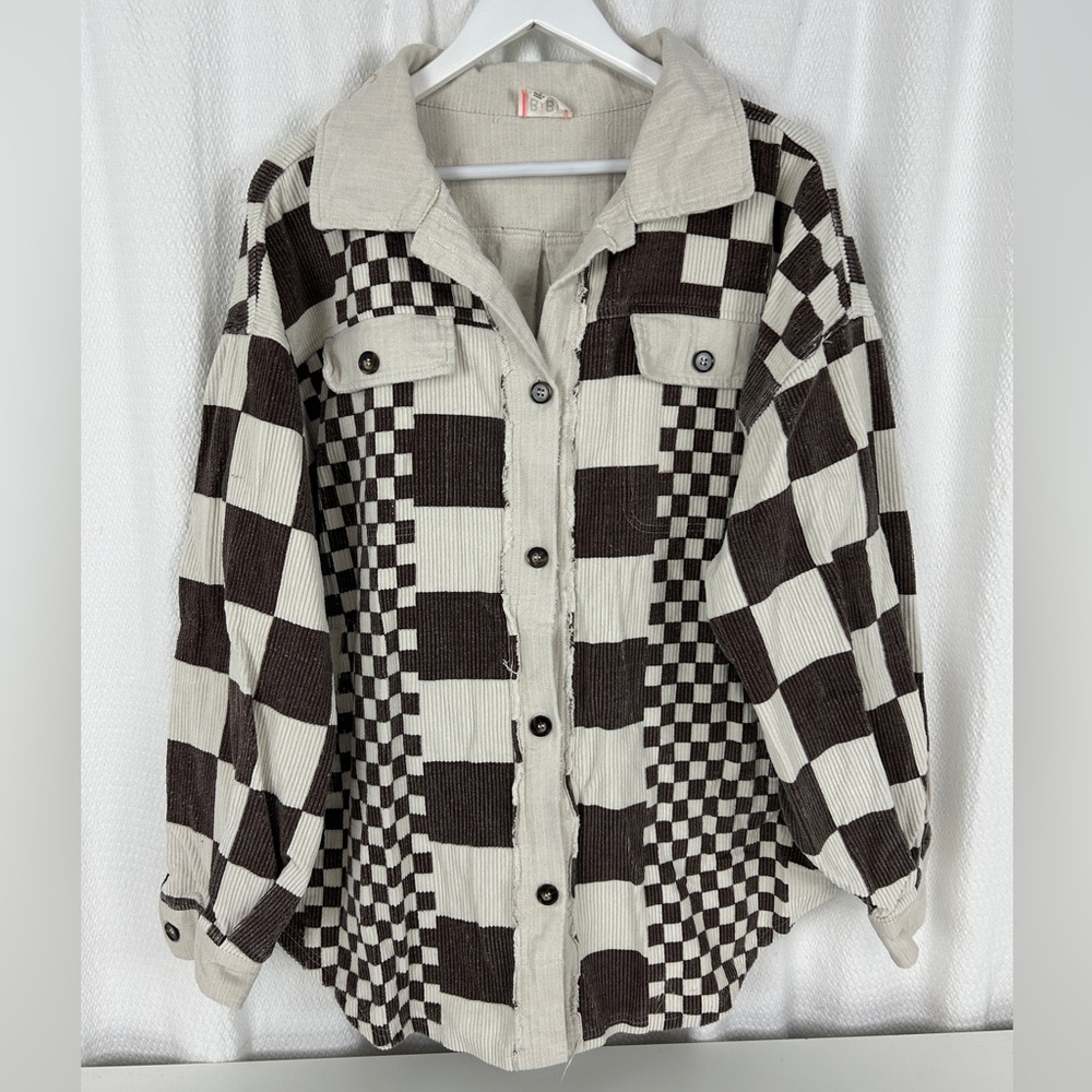 BiBi Oversized Shacket Checkered Large